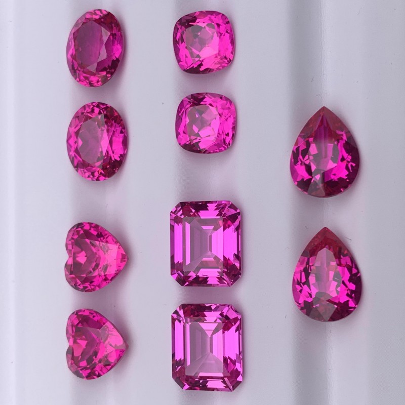 Ruif Jewelry Hand Made Hot Pink Color Lab Sapphire Oval Shape Loose Gemstone for DIY Jewelry Making