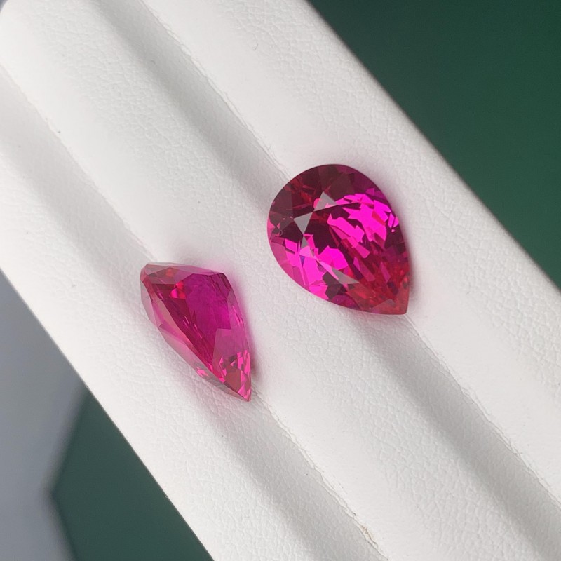Ruif Jewelry Hand Made Hot Pink Color Lab Sapphire Pear Shape Loose Gemstone for DIY Jewelry Making