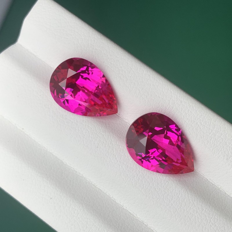 Ruif Jewelry Hand Made Hot Pink Color Lab Sapphire Pear Shape Loose Gemstone for DIY Jewelry Making