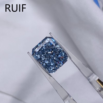  RUIF Jewelry Radiant Cut Fancy Blue Color Crushed Ice Cutting Cubic Zirconia Stone High Carbon Diamond Loose CZ for Jewelry Making