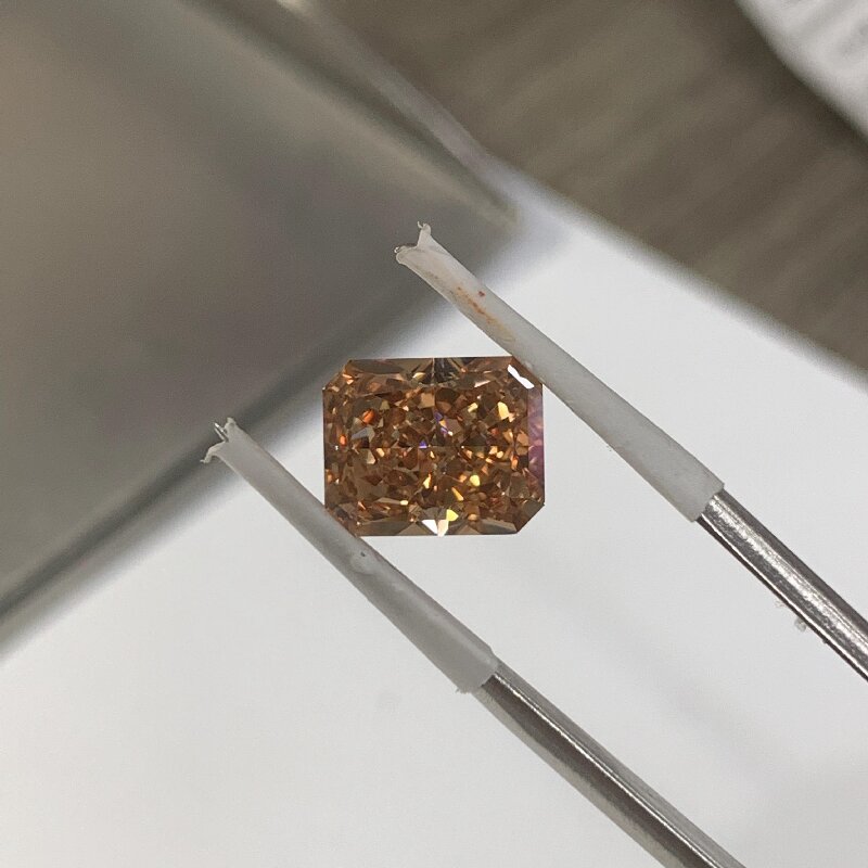  RUIF Jewelry Radiant Cut Champagne Color Crushed Ice Cutting Cubic Zirconia Stone High Carbon Diamond Loose CZ for Jewelry Making