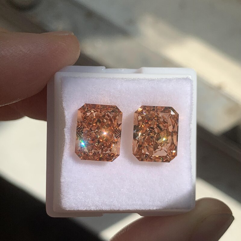  RUIF Jewelry Radiant Cut Champagne Color Crushed Ice Cutting Cubic Zirconia Stone High Carbon Diamond Loose CZ for Jewelry Making