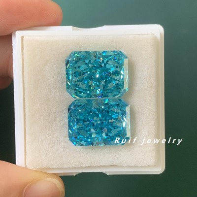  RUIF Jewelry Radiant Cut Paraiba Blue Color Crushed Ice Cutting Cubic Zirconia Stone High Carbon Diamond Loose CZ for Jewelry Making