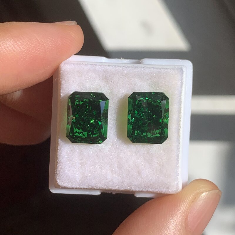  RUIF Jewelry Radiant Cut D-Green Color Crushed Ice Cutting Cubic Zirconia Stone High Carbon Diamond Loose CZ for Jewelry Making