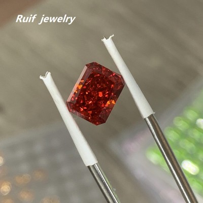  RUIF Jewelry Radiant Cut Red Color Crushed Ice Cutting Cubic Zirconia Stone High Carbon Diamond Loose CZ for Jewelry Making