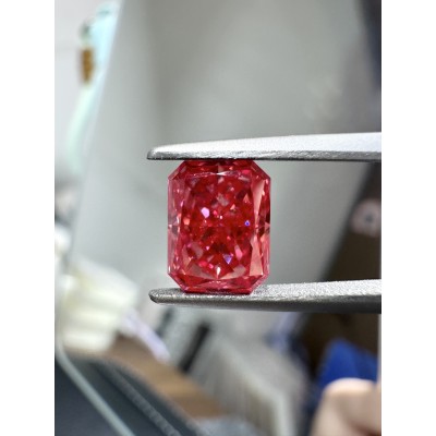 Ruif Jewelry Radiant Cut 1.94ct FANCY RED HPHT Lab Grown Diamond with IGI certificate LG715542580