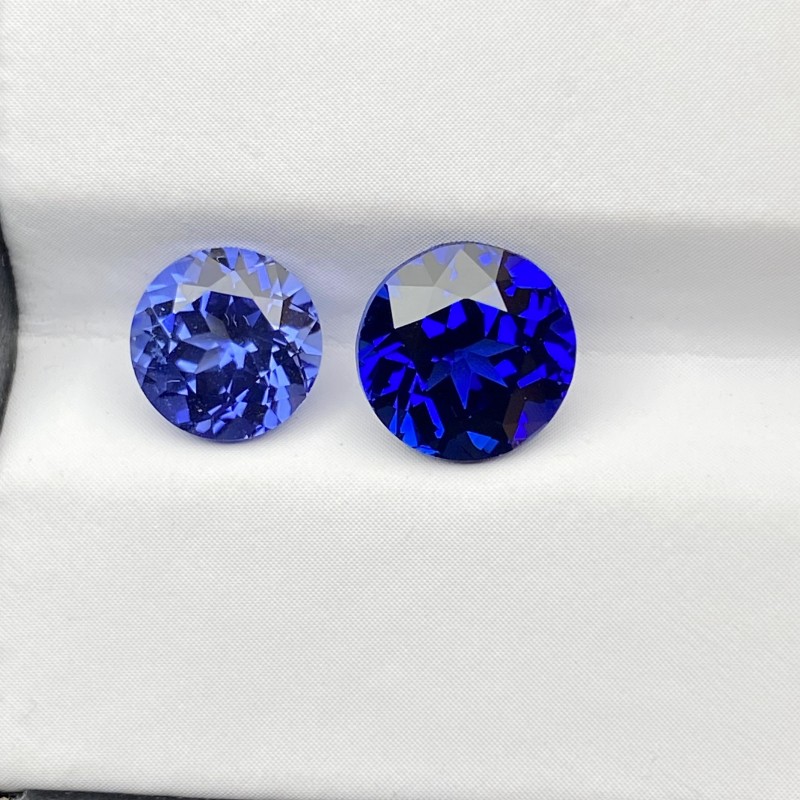 Ruif Jewelry Round Shape Royal Blue and cornflower blue Lab Sapphire Loose Gemstone for Jewelry Rings Earrings Necklace Bracelet Making