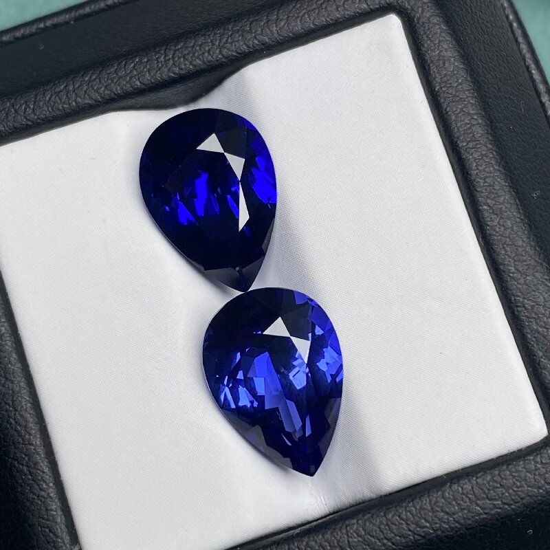 Ruif Jewelry Pear Shape Royal Blue and cornflower blue Color Lab Grown Sapphire Loose Gemstone for Diy Jewelry Design