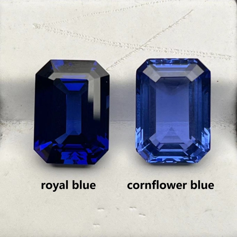Ruif Jewelry Emerald Cut Royal Blue and Cornflower Blue Lab Sapphire Loose Gemstones For DIY Jewelry Design Ruif Jewelry Emerald Cut Royal Blue and Cornflower Blue Lab Sapphire Loose Gemstones For DIY Jewelry Design
