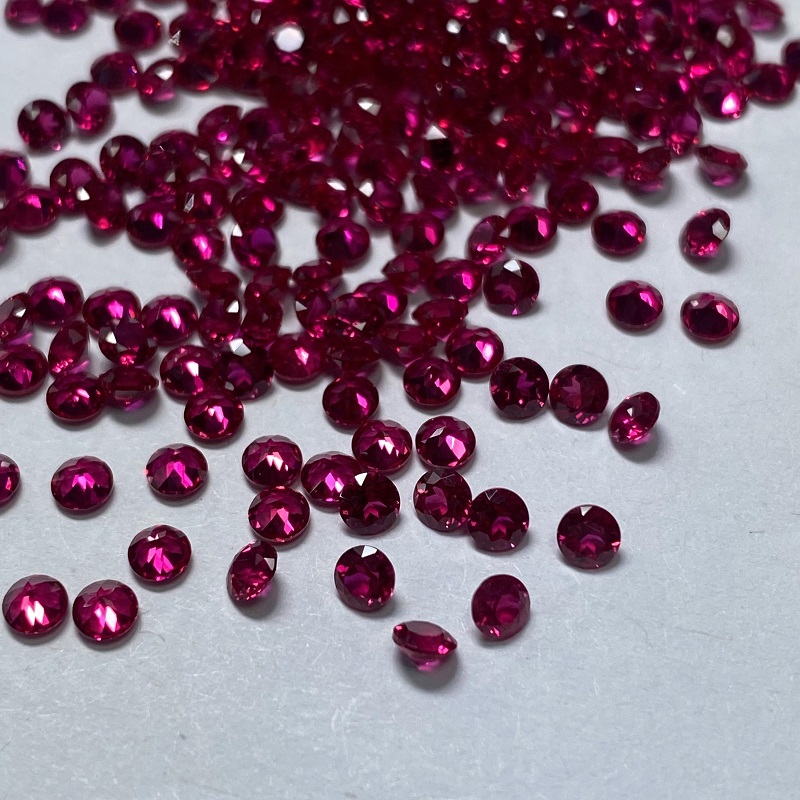 Ruif Jewelry Small Sizes 2.0-3.0MM Round Shape Synthetic Ruby Loose Gemstone