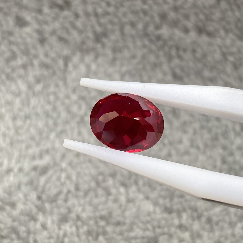 Ruif Jewelry Hand Made Top Quality Oval Shape Red Lab Ruby Loose Gemstones for Jewelry Making