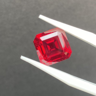 Ruif Jewelry Asscher Cut Lab Ruby Pigeon Blood Red Color Hand Made Loose Gemstone for Jewelry Making