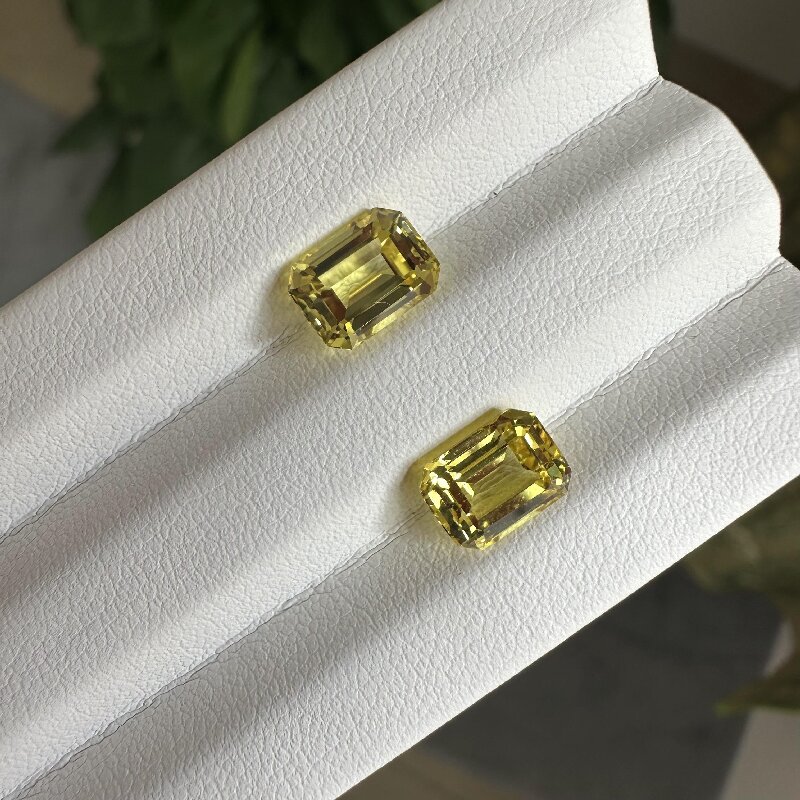 Ruif Jewelry New Yellow Color Lab Sapphire 1-15ct Emerald Cut Loose Gemstone for DIY Jewelry Making