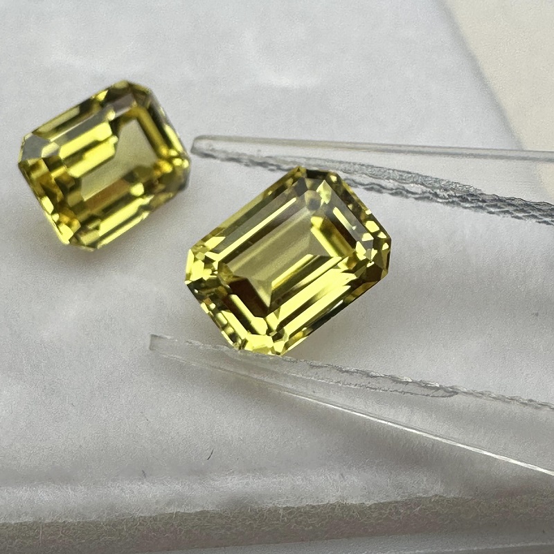 Ruif Jewelry New Yellow Color Lab Sapphire 1-15ct Emerald Cut Loose Gemstone for DIY Jewelry Making