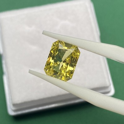 Ruif Jewelry Radiant Cut Fancy Yellow Color Lab Sapphire Loose Gemstone for Jewelry Making