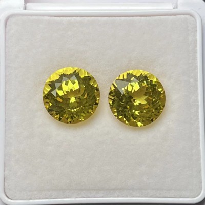 Ruif Jewelry Round Shape Yellow Color Lab Sapphire Loose Gemstone for Jewelry Rings Earrings Necklace Bracelet Making